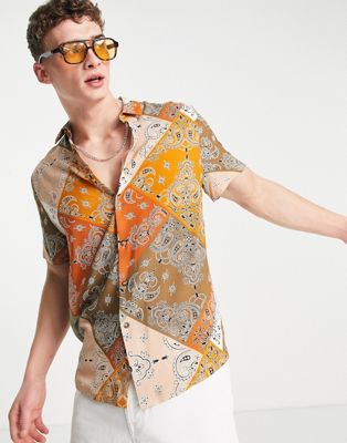 ASOS DESIGN relaxed shirt in paisley bandana print