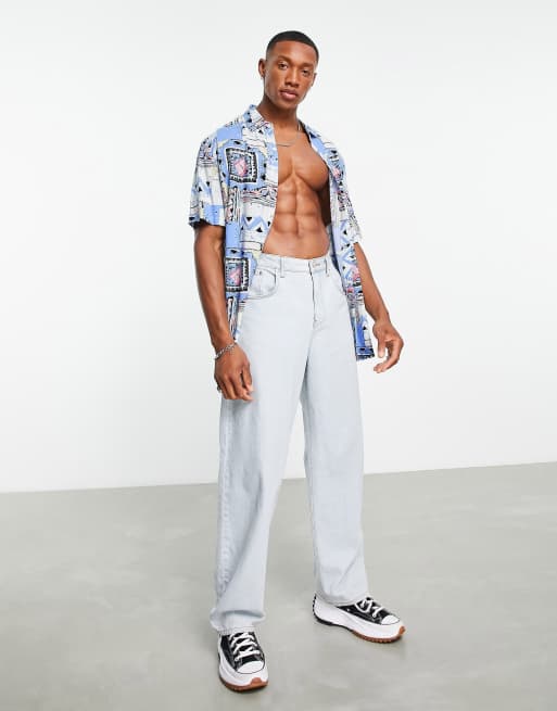 ASOS DESIGN relaxed shirt in pastel vintage inspired print