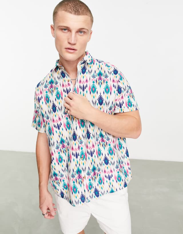 ASOS DESIGN relaxed shirt in pattern multi color print