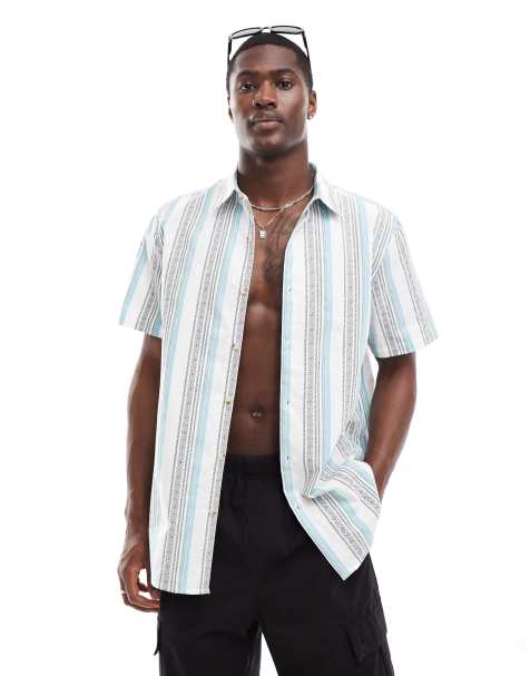 ASOS DESIGN relaxed shirt in pattern stripe - view 1
