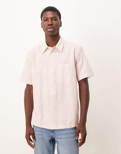 ASOS DESIGN relaxed shirt in pink stripe - view 1