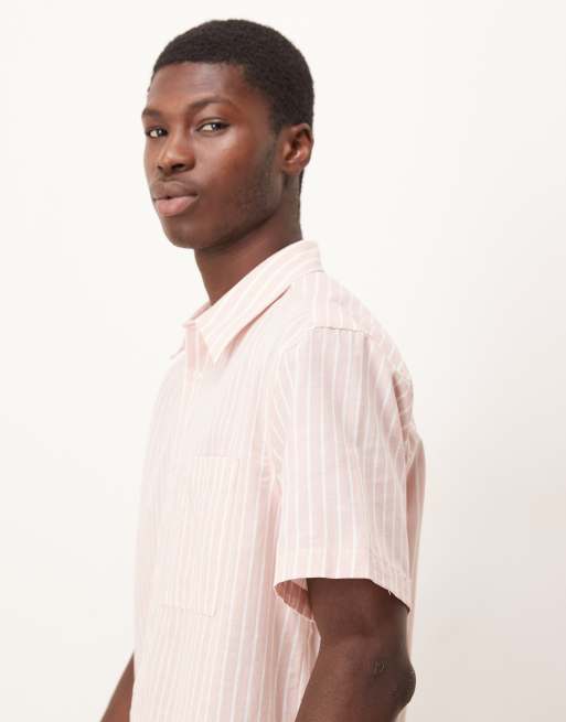 ASOS DESIGN relaxed shirt in pink stripe, 4 of 5