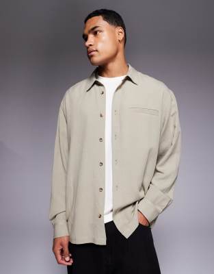 Asos Design Relaxed Shirt In Green