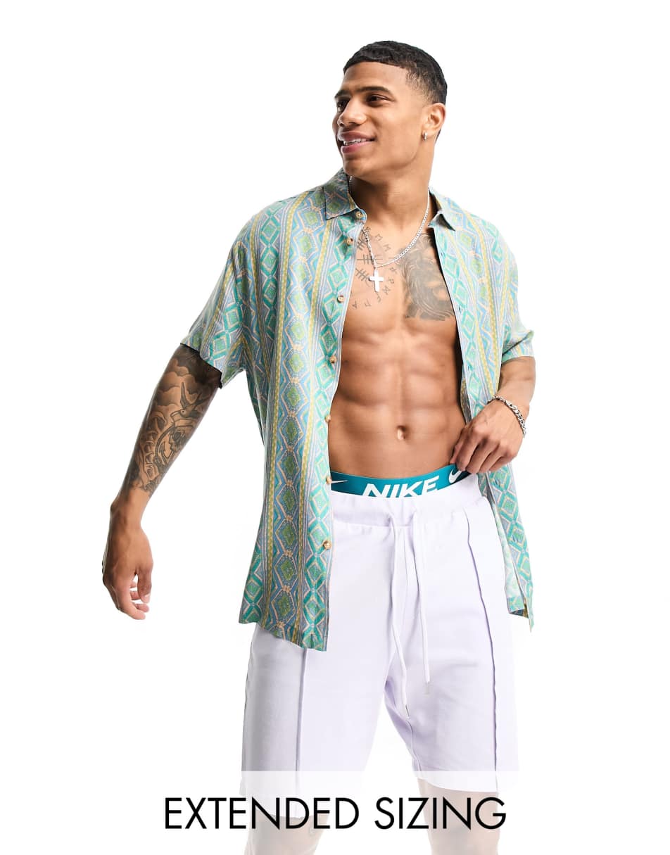ASOS DESIGN relaxed shirt in vintage inspired aztec print