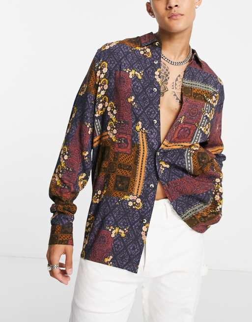 ASOS DESIGN relaxed shirt in vintage inspired paisley baroque print - MULTI