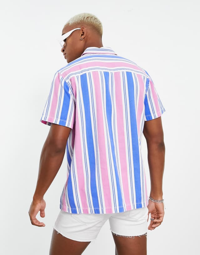 ASOS DESIGN relaxed shirt in vintage style stripe 0