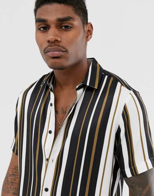 Gold and hot sale black striped shirt