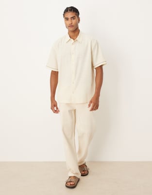 Asos Design Relaxed Shirt With Back Print In Gold