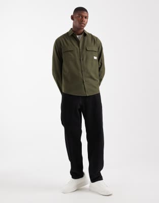 Asos Design Relaxed Shirt With Badge Detail In Green
