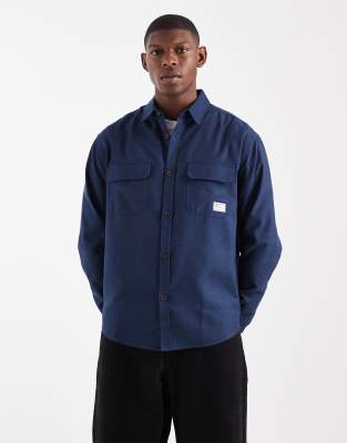 Asos Design Relaxed Shirt With Badge Detail In Blue