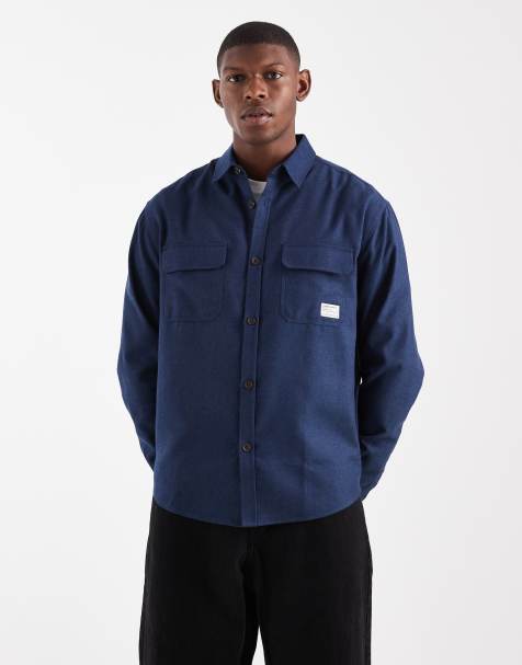 ASOS DESIGN relaxed shirt with badge detail in navy - view 1