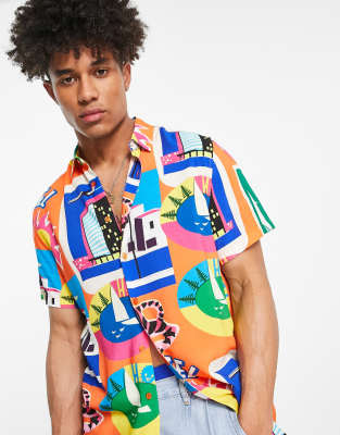 ASOS DESIGN relaxed shirt with bright holiday graphics print | ASOS