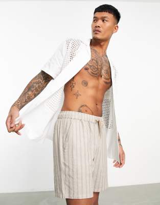 ASOS DESIGN ASOS DESIGN relaxed shirt with broidery panels in white