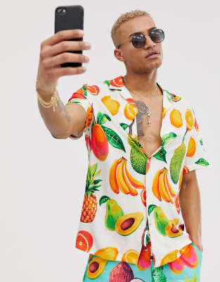 mens fruit print shirt