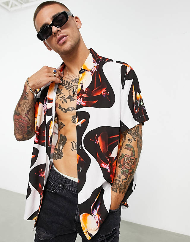 ASOS DESIGN - relaxed shirt with large scale photographic floral print