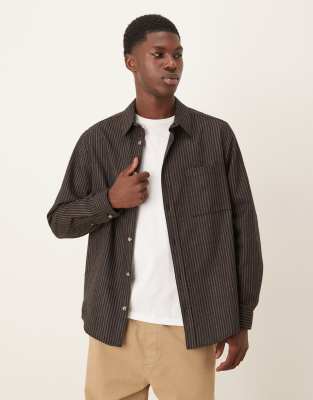 Asos Design Relaxed Shirt With Pocket In Brown