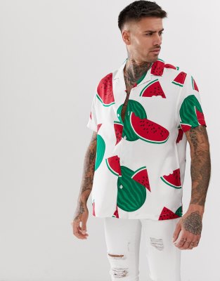 ASOS DESIGN Relaxed Shirt With Fruit Print, $9, Asos