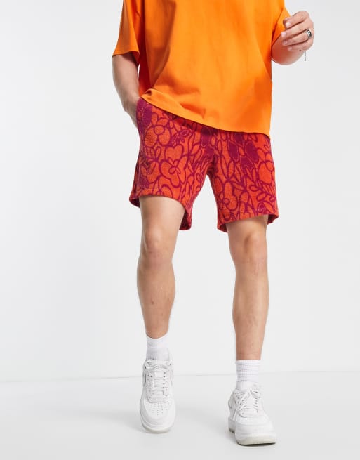 ASOS DESIGN relaxed short in pink & orange flower texture