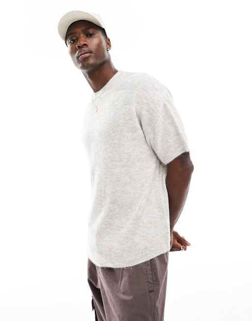 Cotton blend ribbed tank top · Cream, Grey Marl, Black · T-shirts And Polo  Shirts