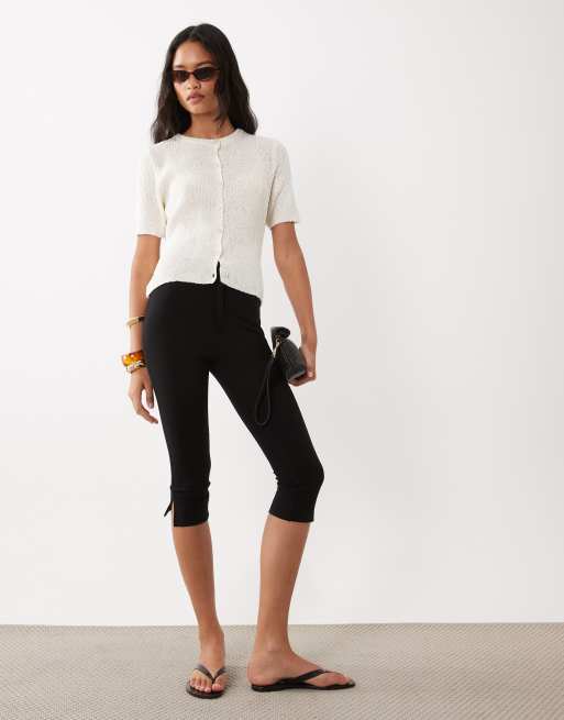 ASOS DESIGN relaxed short sleeve slub cardigan in cream, 2 of 4