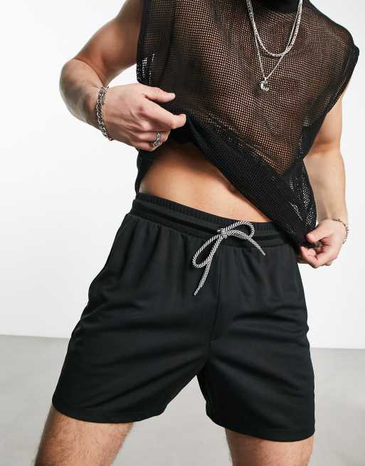 Relaxed Fit Mesh Shorts - Black - Men