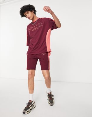 ASOS DESIGN relaxed shorts in red color block - part of a set