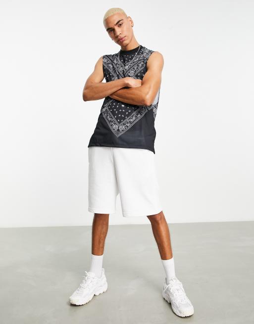 ASOS DESIGN relaxed singlet in black with all over bandana print, 4 of 4