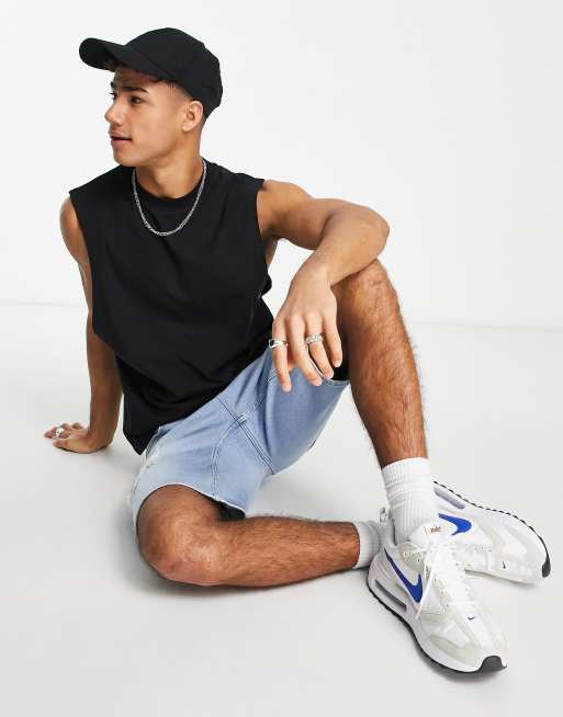 ASOS DESIGN relaxed singlet in black with line drawing back print, 4 of 4