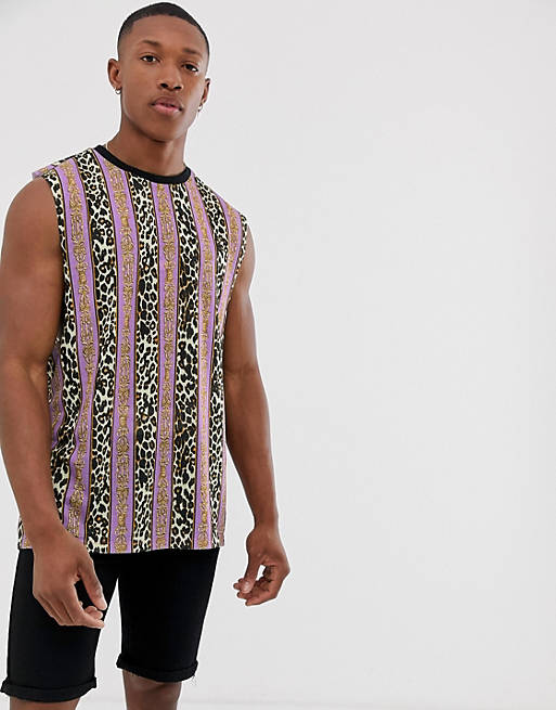 ASOS DESIGN relaxed singlet with dropping armhole in leopard print | ASOS