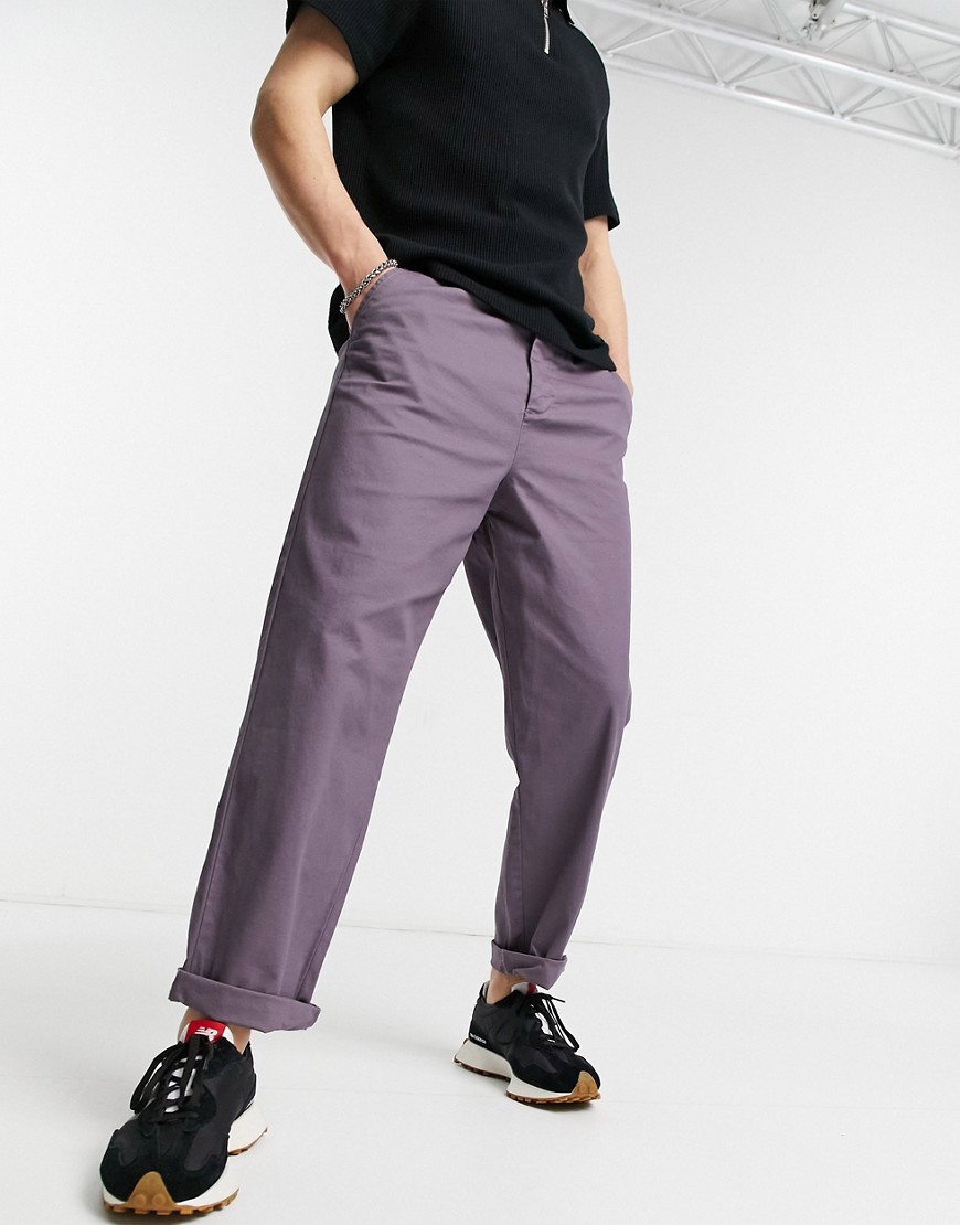 ASOS DESIGN relaxed skate chinos in mauve-Purple