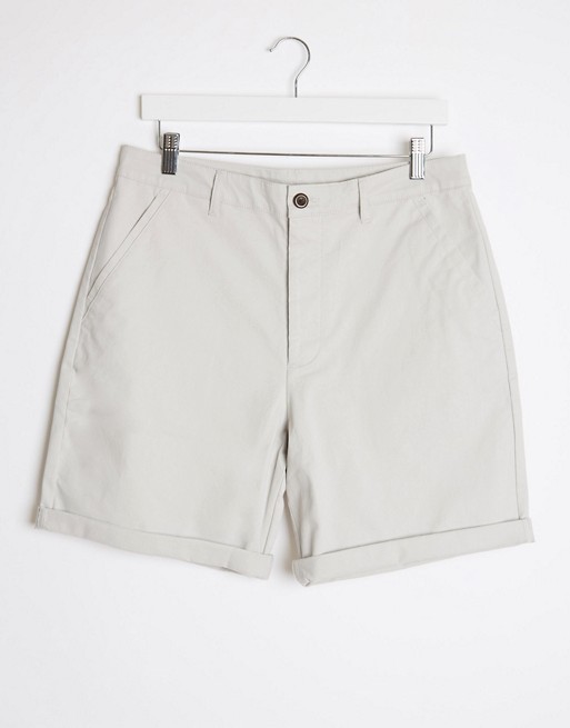 ASOS DESIGN relaxed skater chino shorts in ice grey