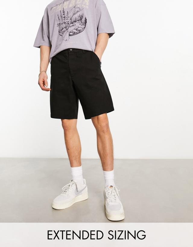 ASOS DESIGN - relaxed skater chino shorts in longer length in black