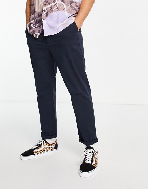 ASOS DESIGN relaxed skater chino trousers in navy