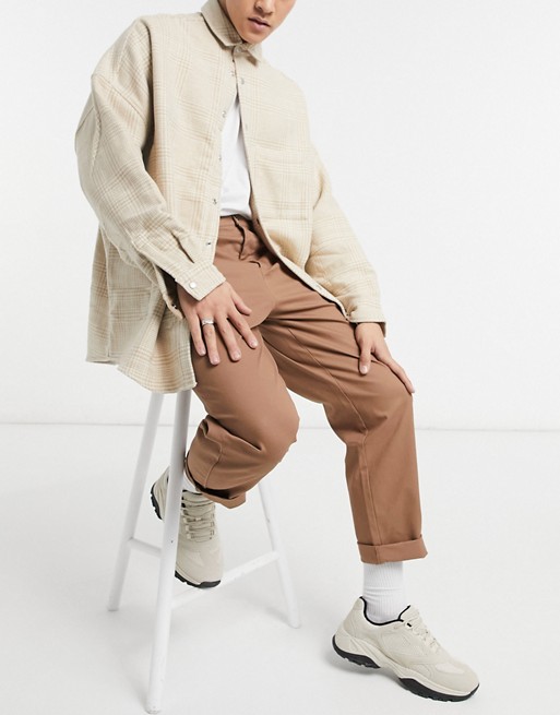 ASOS DESIGN relaxed skater chinos in brown