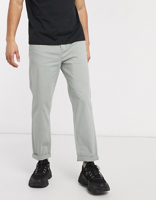 ASOS DESIGN relaxed skater chinos in washed green