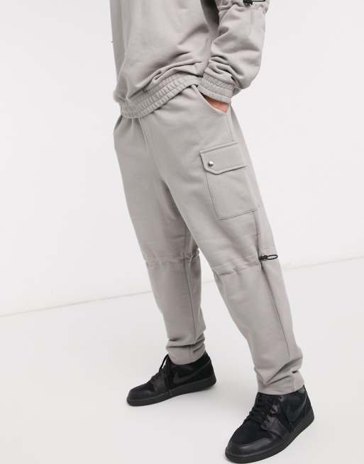 ASOS DESIGN co-ord with arm details and cargo pocket in grey, 3 of 3