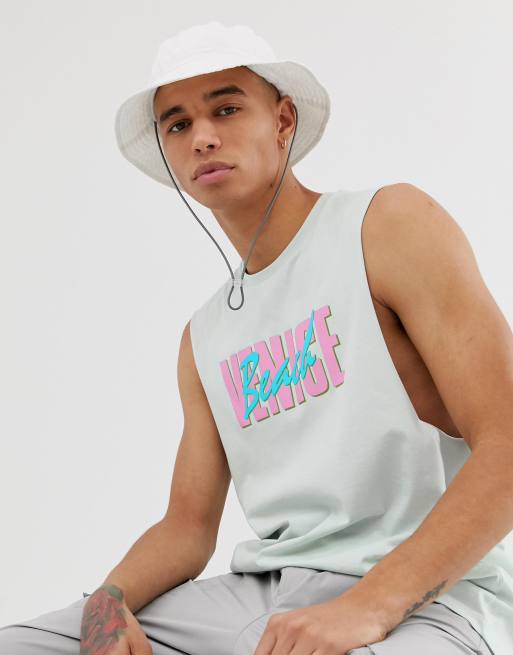 Asos Design Relaxed Sleeveless T Shirt With Dropped Armhole And Chest