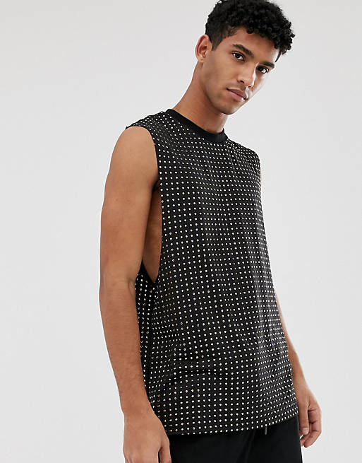 ASOS DESIGN relaxed sleeveless t-shirt with dropped armhole in ...
