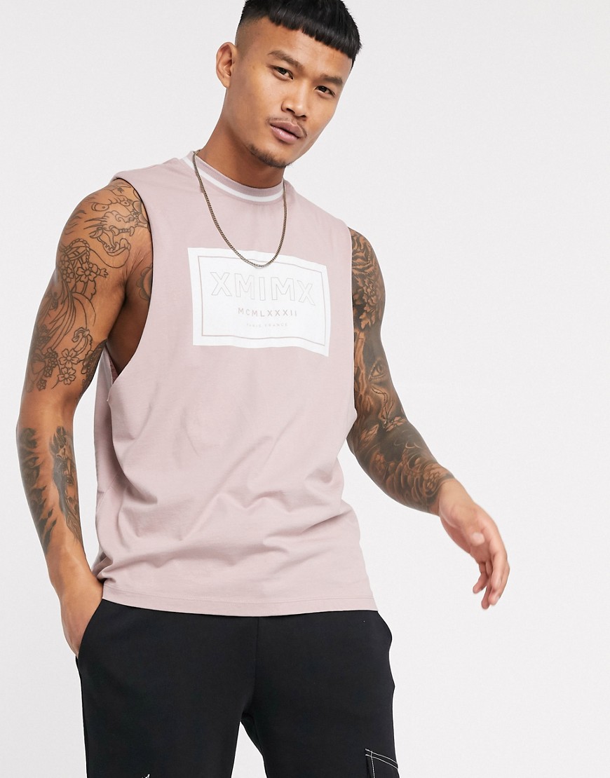 ASOS DESIGN relaxed sleeveless t-shirt with roman numerals logo-Green