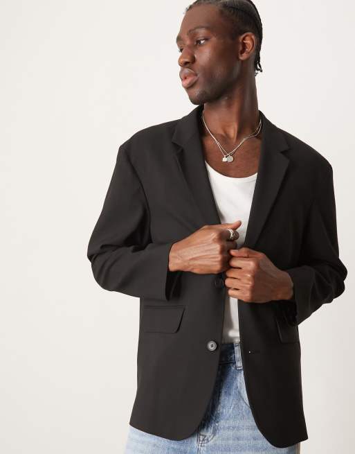 ASOS DESIGN relaxed slouchy blazer in black, 5 of 5