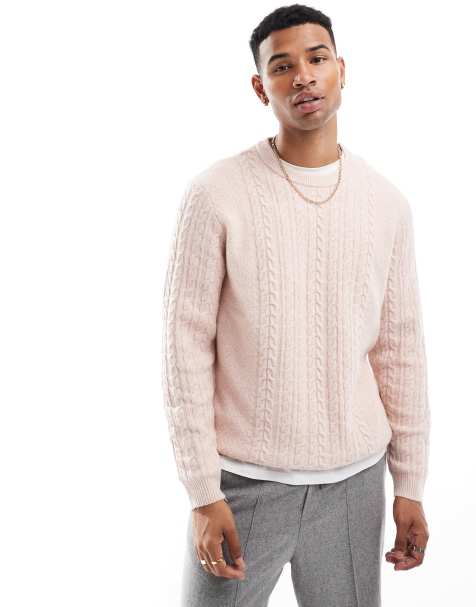 Men's white cable knit sweater best sale