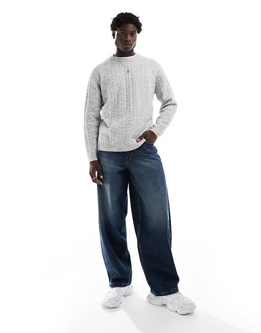 ASOS DESIGN relaxed slouchy crew neck cable knit sweater in ASOS DESIGN relaxed slouchy crew neck cable knit sweater in