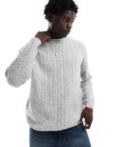ASOS DESIGN relaxed slouchy crew neck cable knit sweater in pink