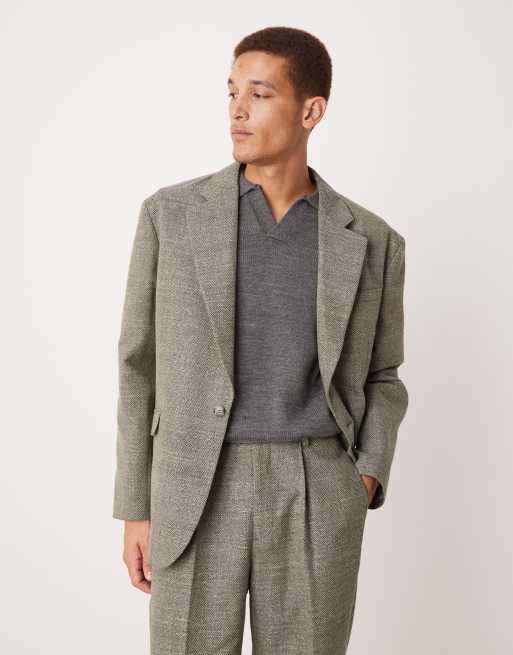 ASOS DESIGN relaxed slouchy dad suit jacket in green tweed