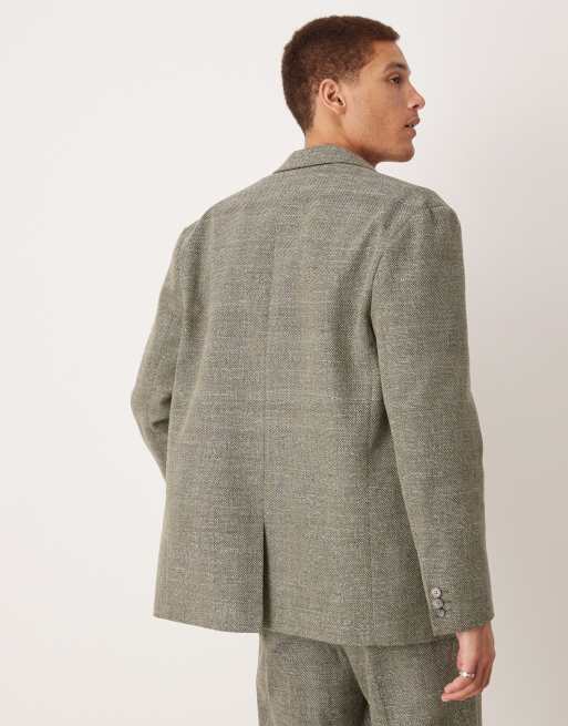 ASOS DESIGN relaxed slouchy dad suit jacket in green tweed ASOS