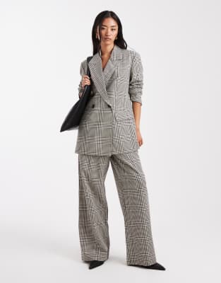Asos Design Relaxed Straight Leg Flannel Pants In Multi