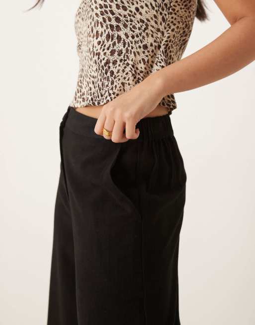 ASOS DESIGN - Pantalon droit décontracté en lin mélangé - Noir