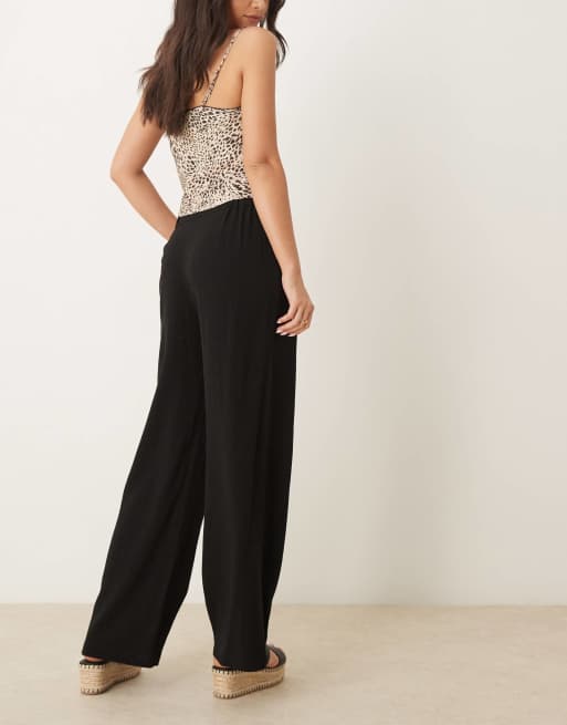 ASOS DESIGN - Pantalon droit décontracté en lin mélangé - Noir