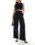 [ASOS DESIGN] ASOS DESIGN relaxed straight leg pants in washed black (part of a set) 12 Black