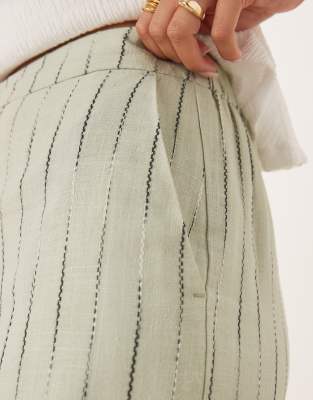 ASOS DESIGN RELAXED STRAIGHT LEG PANTS WITH LINEN 